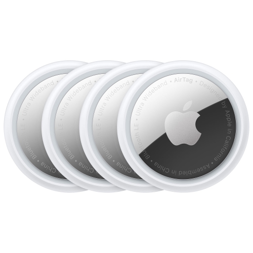 Dispositif de repérage d’article Bluetooth AirTag d’Apple - Ensemble de 4 - Blanc - Boîte ouverte
