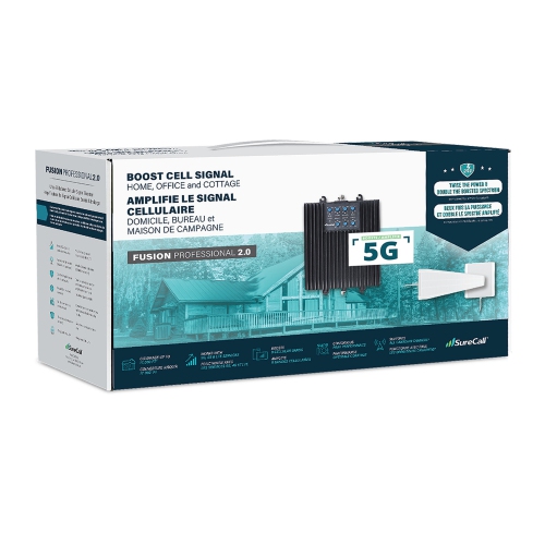 Amplificateur cellulaire ultra-large bande Fusion Professional 2,0 5G de SureCall pour grande maison/bureau/chalet - SC-FusionProCA