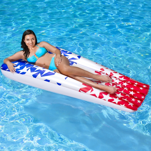 74" Inflatable Patriotic Stars Suntanner Pool Float Mattress