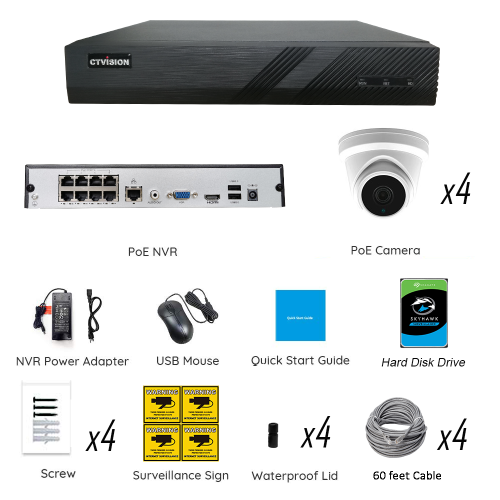 【Expandable】CTVISION 6MP Wired Audio Security Camera System, 4 Camera Surveillance Kit Outdoor DIY Audio 2TB HDD Included for Home Business Security