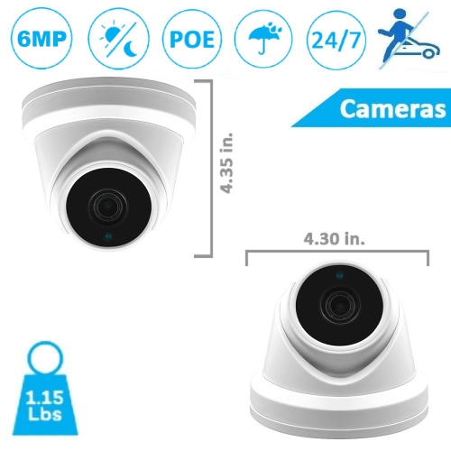 【Expandable】CTVISION 6MP Wired Audio Security Camera System, 4 Camera Surveillance Kit Outdoor DIY Audio 2TB HDD Included for Home Business Security