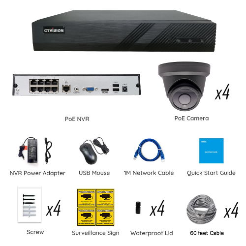 【Expandable】CTVISION 6MP Wired Audio Security Camera System, 4 Camera Surveillance Kit Outdoor DIY Audio 2TB HDD Included for Home Business Security