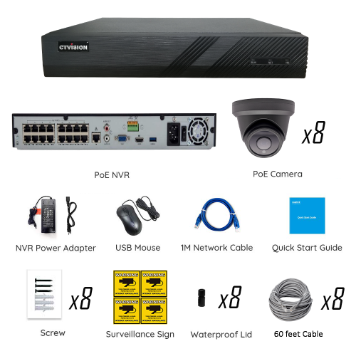 【Expandable】CTVISION 6MP Wired Audio Security Camera System, 4 Camera Surveillance Kit Outdoor DIY Audio 2TB HDD Included for Home Business Security