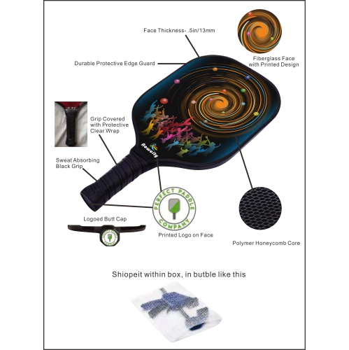 Pickleball Paddles - Nowcity Graphite Pickleball Paddle Set Lightweight Texture Surface Polymer Honeycomb Core Pickleball Racket Cushion Comfort