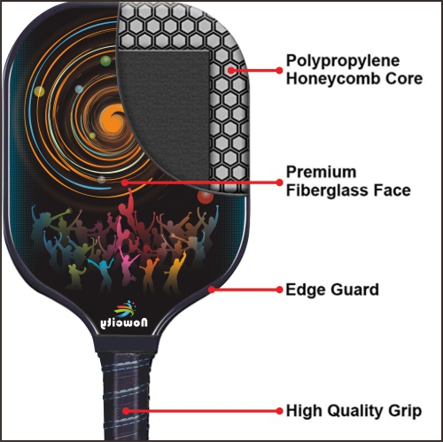 Pickleball Paddles - Nowcity Graphite Pickleball Paddle Set Lightweight Texture Surface Polymer Honeycomb Core Pickleball Racket Cushion Comfort