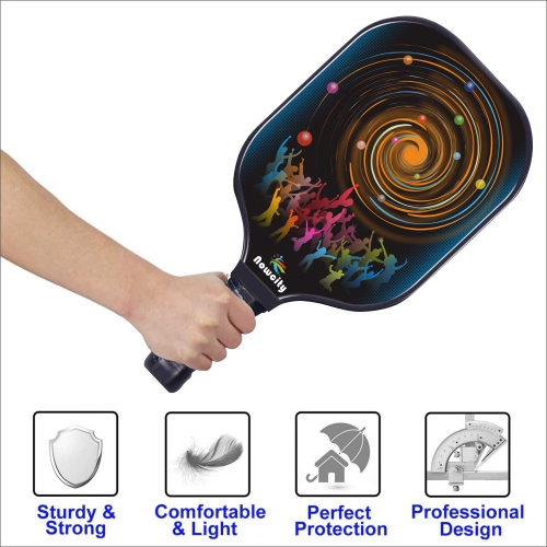 Pickleball Paddles - Nowcity Graphite Pickleball Paddle Set Lightweight Texture Surface Polymer Honeycomb Core Pickleball Racket Cushion Comfort