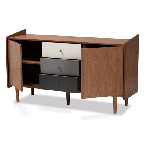 Bowery Hill Mid-Century Brown and Grey Finished Wood 2-Door Dining Room Buffet