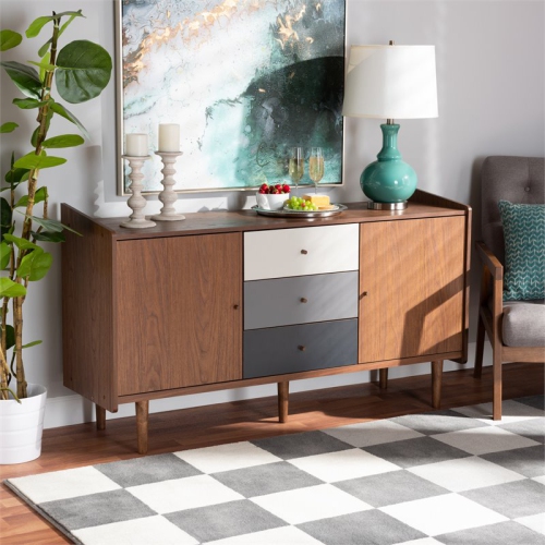 Bowery Hill Mid-Century Brown and Grey Finished Wood 2-Door Dining Room Buffet