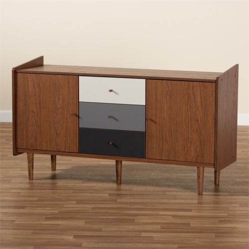 Bowery Hill Mid-Century Brown and Grey Finished Wood 2-Door Dining Room Buffet