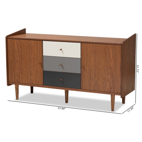 Bowery Hill Mid-Century Brown and Grey Finished Wood 2-Door Dining Room Buffet