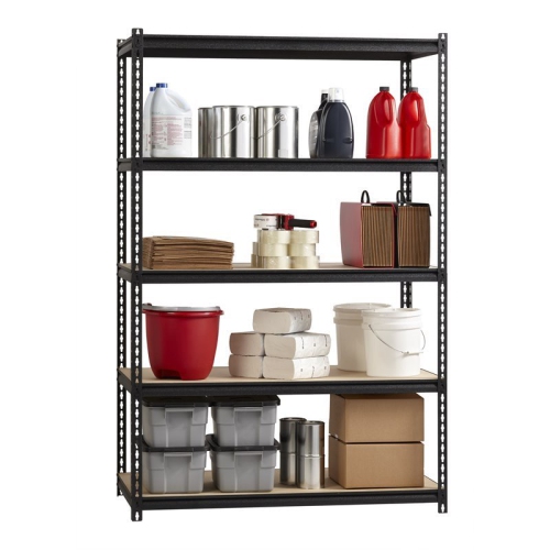 PEMBERLY ROW  Riveted Metal Shelving 5-Shelf Unit 18D X 48W X 72H In In Black