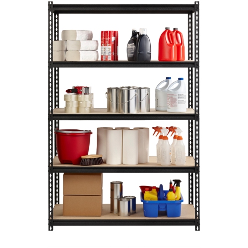 Pemberly Row Riveted Metal Shelving 5-Shelf Unit 18D x 48W x 72H in Black