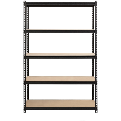 Pemberly Row Riveted Metal Shelving 5-Shelf Unit 18D x 48W x 72H in Black