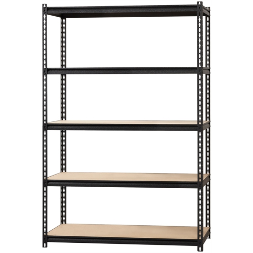 Pemberly Row Riveted Metal Shelving 5-Shelf Unit 18D x 48W x 72H in Black