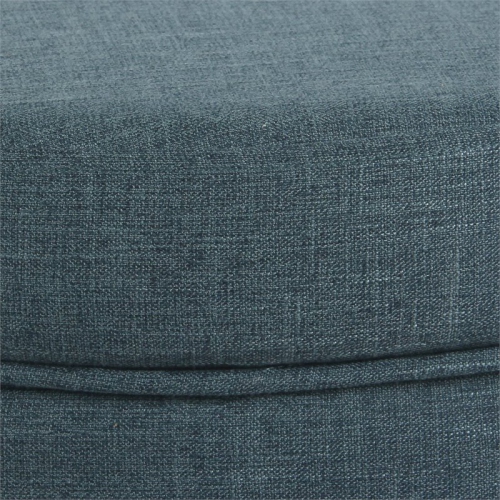 HomePop Round Transitional Wood and Fabric Storage Ottoman in Teal Blue