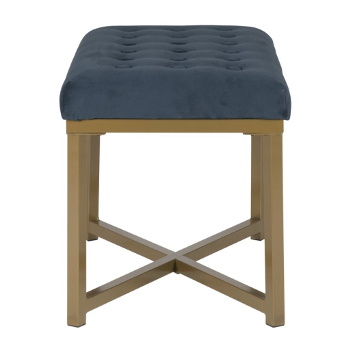 HomePop Modern Style Metal Bench with Velvet Seat in Dark Blue Finish