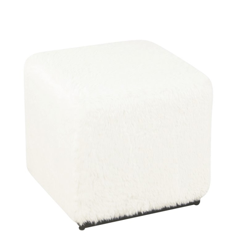 HomePop – Pouf en fausse fourrure moderne au design carré, blanc