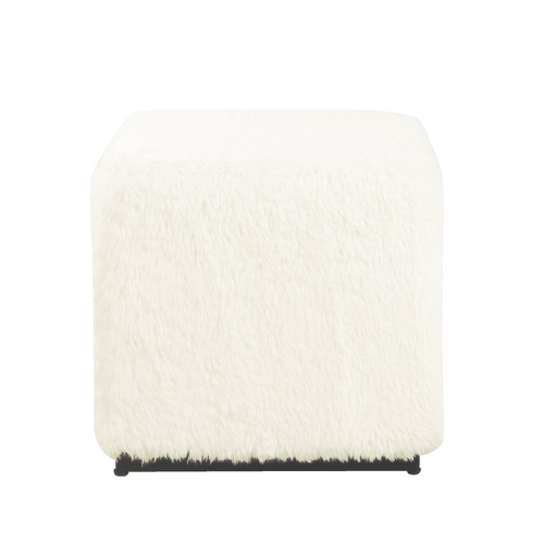 HomePop – Pouf en fausse fourrure moderne au design carré, blanc