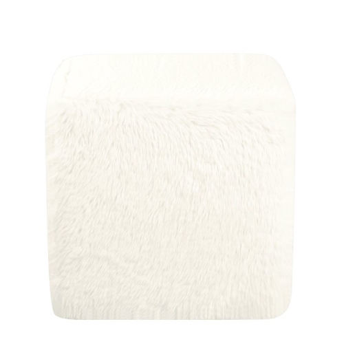 HomePop – Pouf en fausse fourrure moderne au design carré, blanc