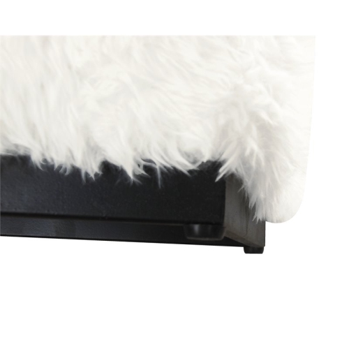 HomePop – Pouf en fausse fourrure moderne au design carré, blanc