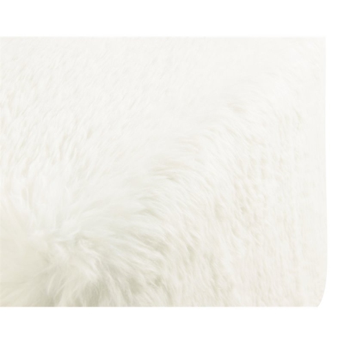 HomePop – Pouf en fausse fourrure moderne au design carré, blanc