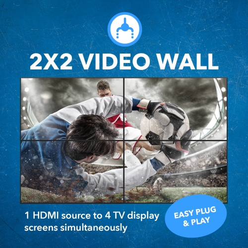 OREI 4K 2x2 Video Wall Controller Seamless HDMI Processor Upto Progressive 60hz 4:4:4 8-bit - HDMI 2.0, HDCP 2.2, 18 Gbps, UltaHD 2x1, 1x2, 1x3, 1x4