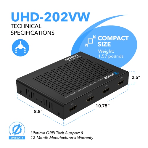 OREI 4K 2x2 Video Wall Controller Seamless HDMI Processor Upto Progressive 60hz 4:4:4 8-bit - HDMI 2.0, HDCP 2.2, 18 Gbps, UltaHD 2x1, 1x2, 1x3, 1x4