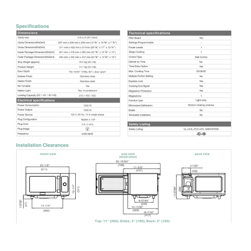 Midea 0.9 Cu. Ft.Commercial Microwave Oven - Sainless steel