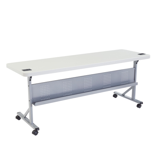 NPS BPFT Series 24x72" Plastic Flip-N-Store Training Table in Speckled Gray