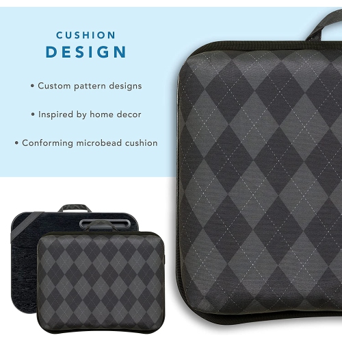 Designer Lap Desk with Phone Holder and Device Ledge - Gray Argyle - Fits up to 15.6 Inch Laptops - Style No. 45438