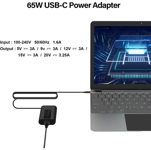 65W 45W USB C Chargeur pour Dell Chromebook 3300 3380 3400 3500 5190 5300  5400 7200 7300 Latitude 5420 5320 7410 7310 2-en-1 P28T P29T Cordon  Alimentation pour Ordinateur Portable Type C Replacement : :  Informatique