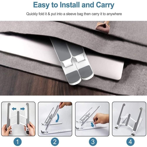 Laptop Stand , Laptop Riser for Desk Portable Desktop Laptop Holder for Desk and Bed, 6-Levels Angles Adjustable Height Notebook Mount,