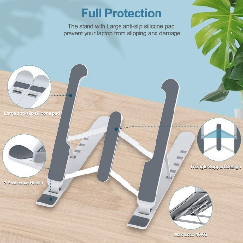 Laptop Stand , Laptop Riser for Desk Portable Desktop Laptop Holder for Desk and Bed, 6-Levels Angles Adjustable Height Notebook Mount,