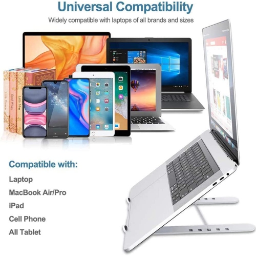 Laptop Stand , Laptop Riser for Desk Portable Desktop Laptop Holder for Desk and Bed, 6-Levels Angles Adjustable Height Notebook Mount,