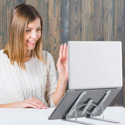 Laptop Stand , Laptop Riser for Desk Portable Desktop Laptop Holder for Desk and Bed, 6-Levels Angles Adjustable Height Notebook Mount,