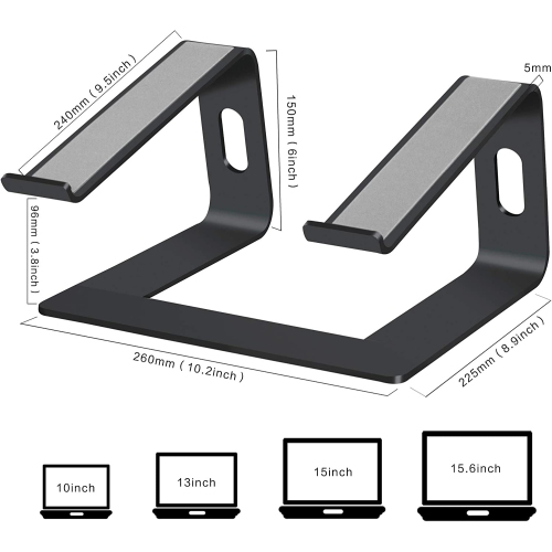 Support en aluminium pour portable compatible avec les MacBook Air Pro d’Apple, ordinateur portatif de 10 à 15.6 po, support d’ascenseur ergonomique,