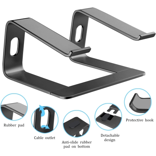 Support en aluminium pour portable compatible avec les MacBook Air Pro d’Apple, ordinateur portatif de 10 à 15.6 po, support d’ascenseur ergonomique,