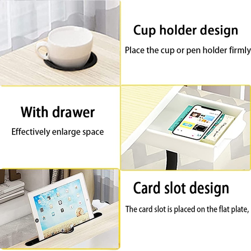 Laptop Bed Desk,Bed Table Portable Foldable Laptop Bed Tray Table with Cup Holder/Storage Drawer/Bookshelf Board for Bed /Couch /Sofa Working, Reading