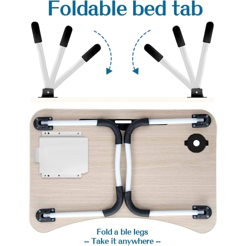 Laptop Bed Desk,Bed Table Portable Foldable Laptop Bed Tray Table with Cup Holder/Storage Drawer/Bookshelf Board for Bed /Couch /Sofa Working, Reading