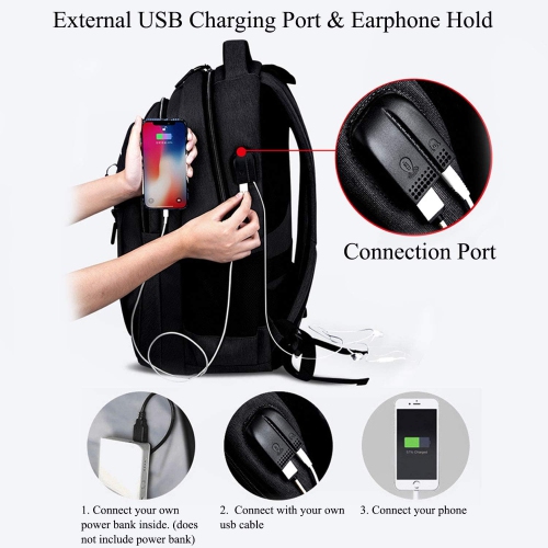 Business Travel Laptop Backpack, Water Resistant College School Computer Bag Gifts with USB Charging Port for Men & Women Fits 15.6 Inch Notebook