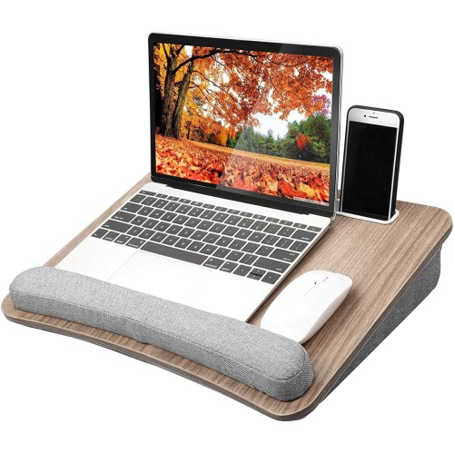 DOLAER  Lap Laptop Desk - Portable Lap Desk w Pillow Cushion, Fits Up to 15.6 Inch Laptop, w Anti-Slip Strip & Storage Function for Home Office