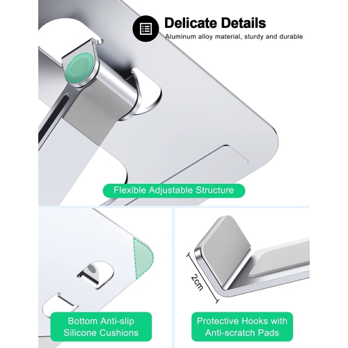 Laptop Stand for Desk, Ergonomic Adjustable Foldable Computer Stand with Heat-Vent, 10Lbs Heavy Duty Aluminium Alloy Laptop Riser Compatible with