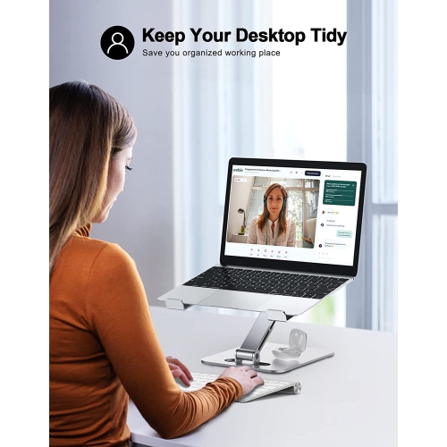 Laptop Stand for Desk, Ergonomic Adjustable Foldable Computer Stand with Heat-Vent, 10Lbs Heavy Duty Aluminium Alloy Laptop Riser Compatible with