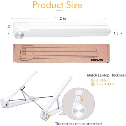 Portable Laptop Desk Stand Foldable, Ergonomic Computer Stand Cooling Pad, Ventilated Laptop Riser Compatible with MacBook Pro Air, Notebook, Lenovo,