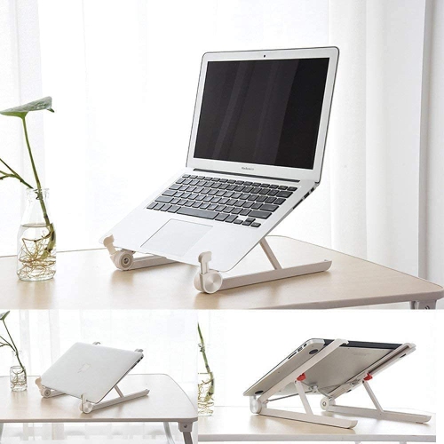 Portable Laptop Desk Stand Foldable, Ergonomic Computer Stand Cooling Pad, Ventilated Laptop Riser Compatible with MacBook Pro Air, Notebook, Lenovo,