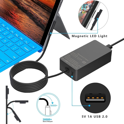 Surface Pro Charger 65W [2022 Upgraded Version] for Microsoft Surface Pro 3/4/5/6/7/ Surface Book Laptop/Tablet Power Supply Adapter, Works with
