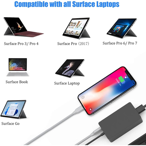 Surface Pro Charger 65W [2022 Upgraded Version] for Microsoft Surface Pro 3/4/5/6/7/ Surface Book Laptop/Tablet Power Supply Adapter, Works with