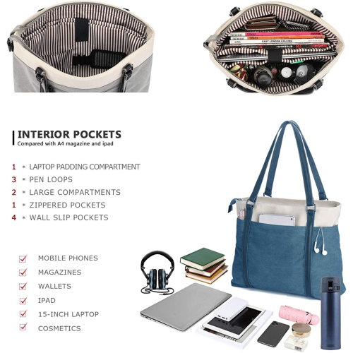 Sac fourre-tout pour ordinateur portatif pour travail léger Splice sac à main en toile 15,6 po pour sac à main