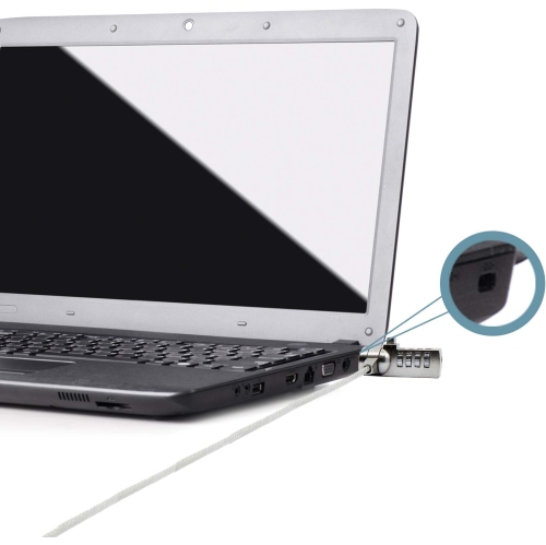 Combination Coded Laptop Lock – Keyless- Cut -Resistant Cable – 1M - Security Notebook Computer Cable Lock - Business, Office and Home - Silver