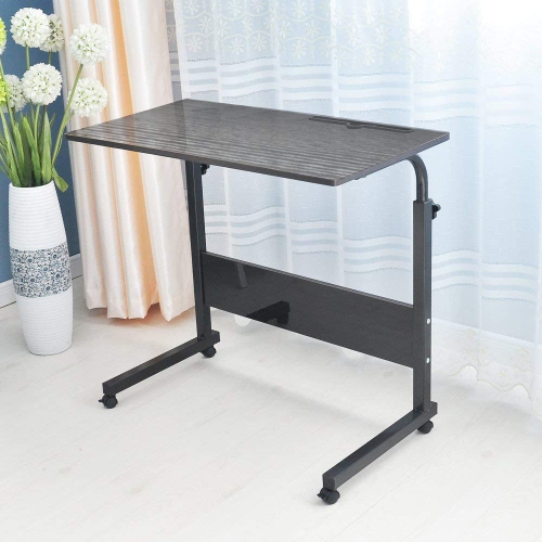 Adjustable Rolling Mobile Table 31.4' Portable Laptop Computer Stand Desk Cart Tray, Black